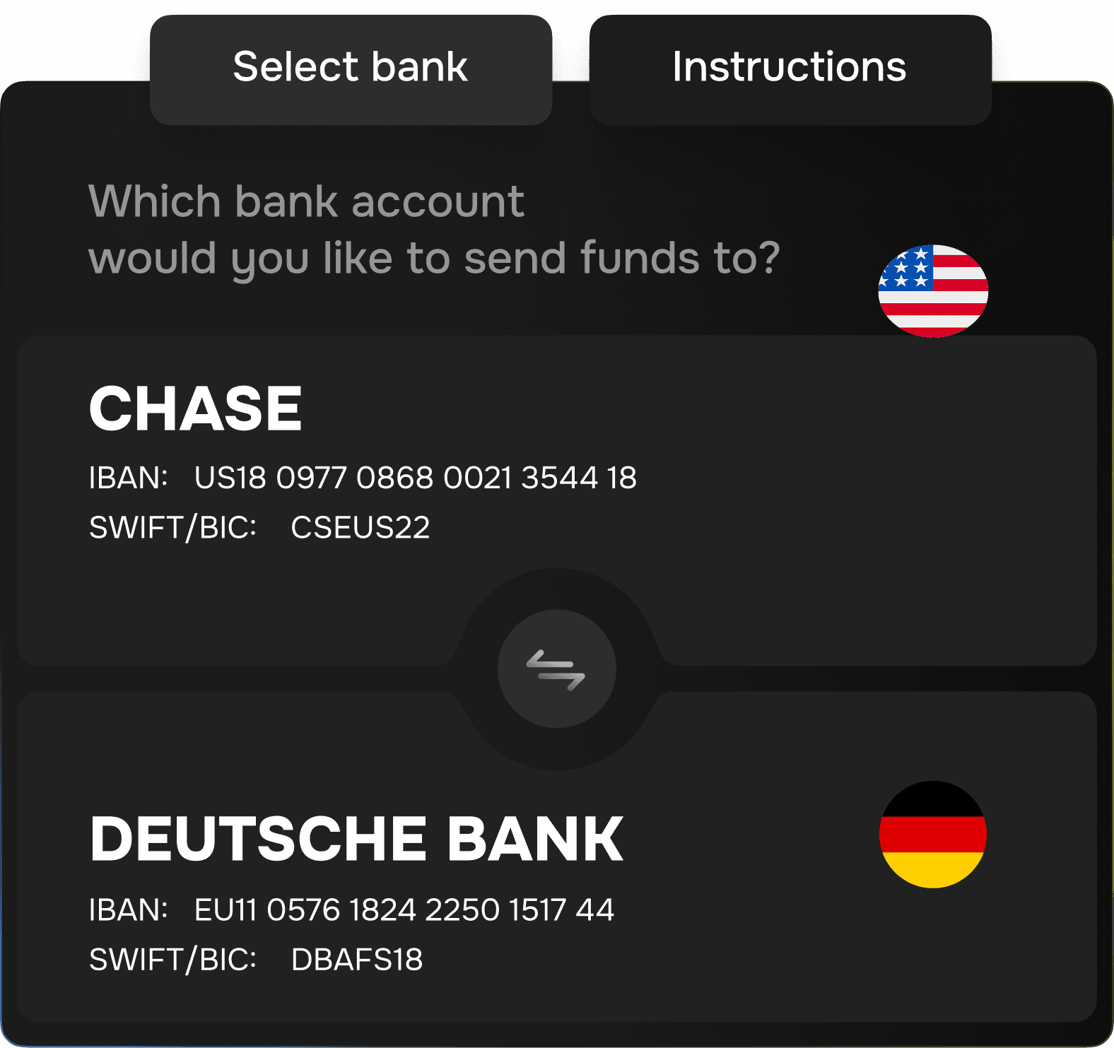 Bank account UI